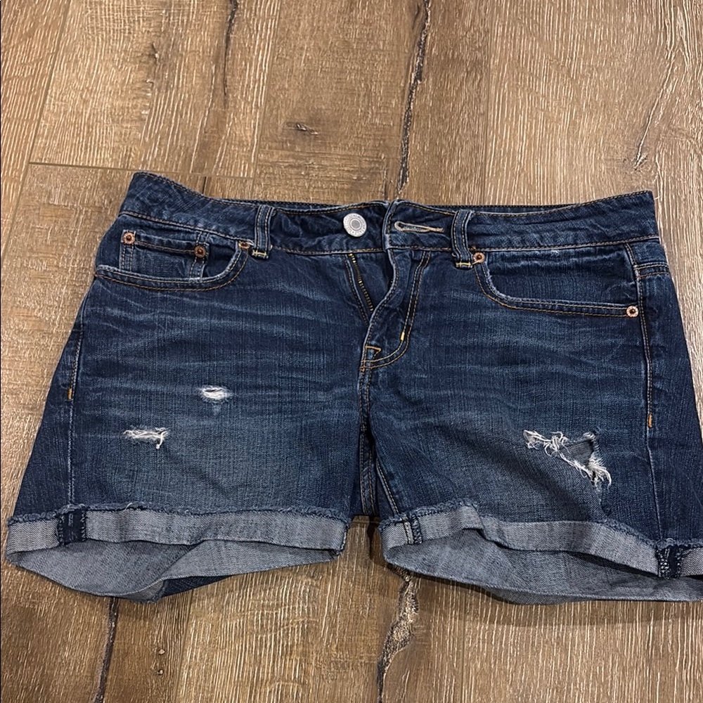American Eagle Outfitters Blue Jean Shorts Distressed Casual